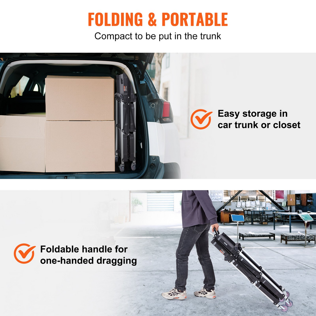 VEVOR  Carrito de servicio plegable para uso general 3 estantes 165 libras (25,62 x 15,43 x 32,76 pulgadas)