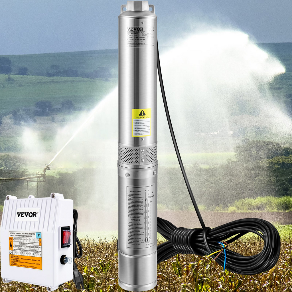 Bomba sumergible para pozos profundos VEVOR 1,5 HP 115 V/60 Hz 37 gpm cabezal de 276 pies con cable de 33 pies
