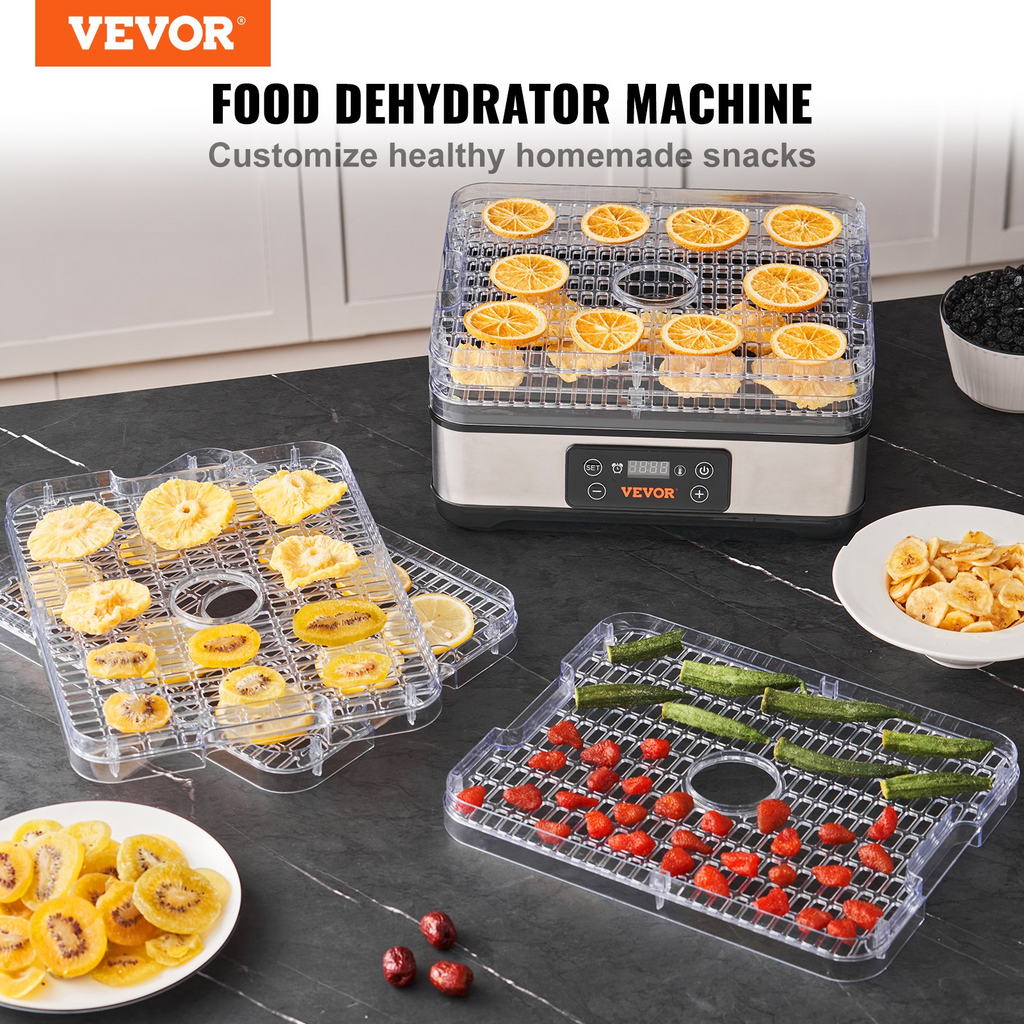 Máquina deshidratadora de alimentos VEVOR de 5 bandejas de 300 W