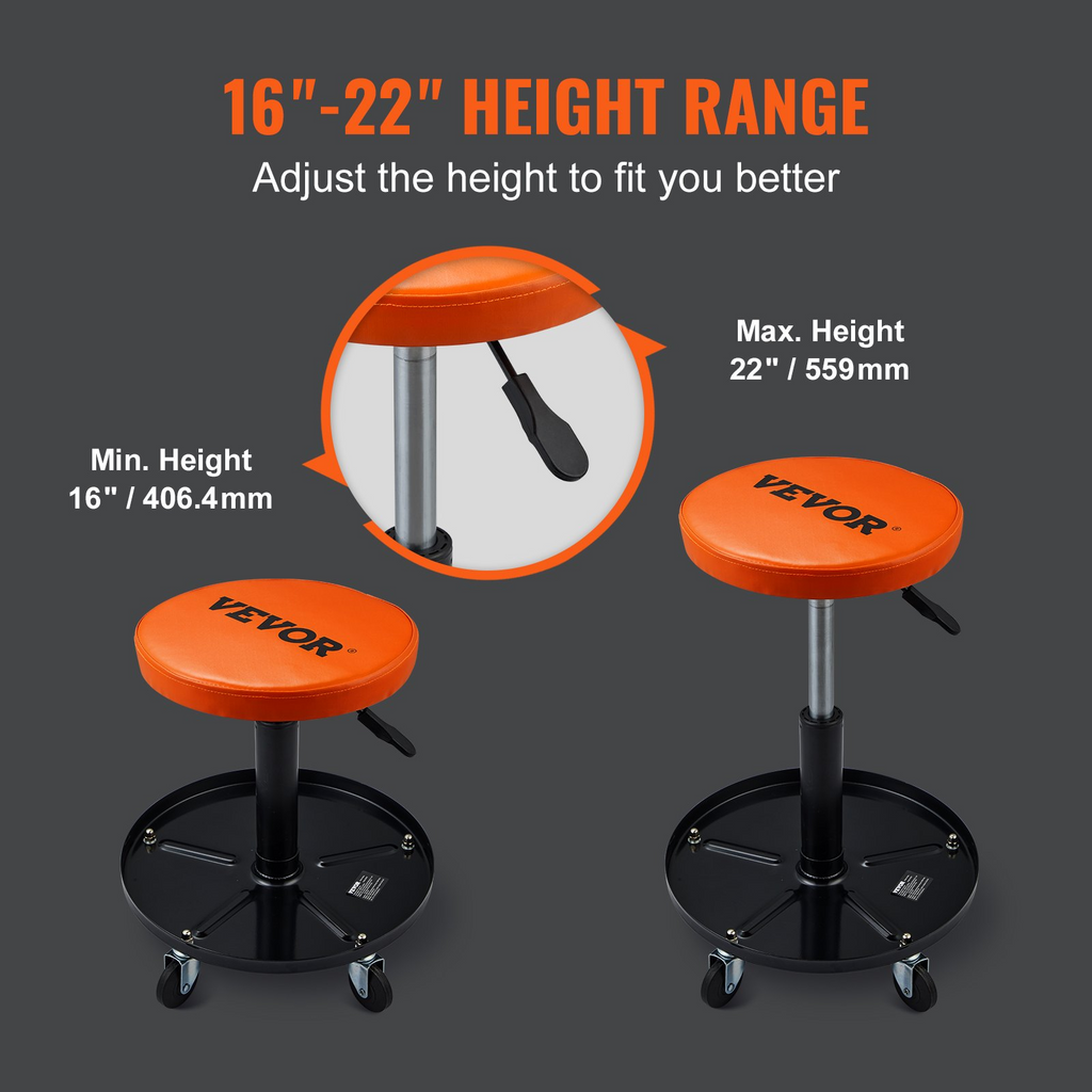 Taburete con asiento rodante ajustable para mecánico VEVOR