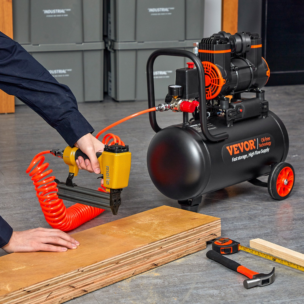Compresor de aire VEVOR de 4,8 galones 900 W 2,2 CFM a 90 PSI 70 dB ultra silencioso sin aceite