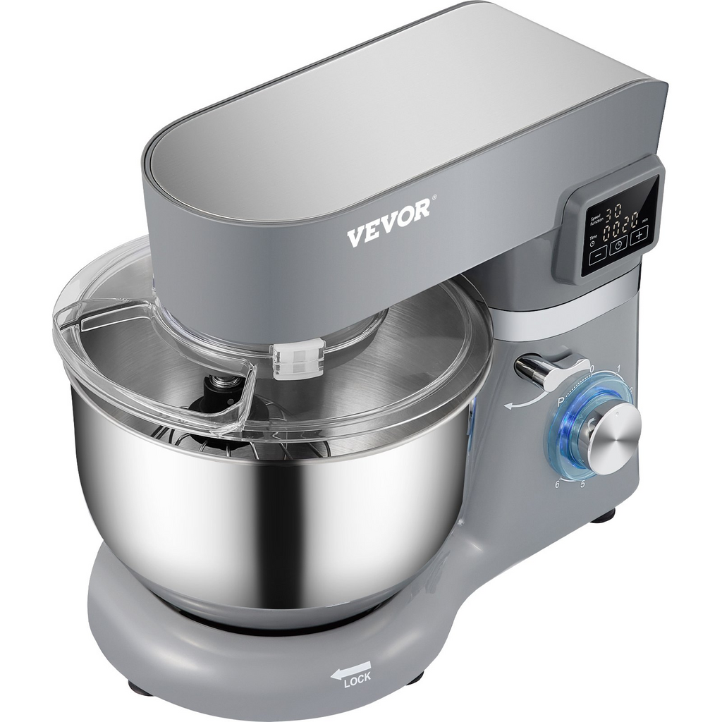 Batidora de pie VEVOR eléctrica de 660 W con 6 velocidades temporizador con pantalla LCD de 5,8 cuartos de galón