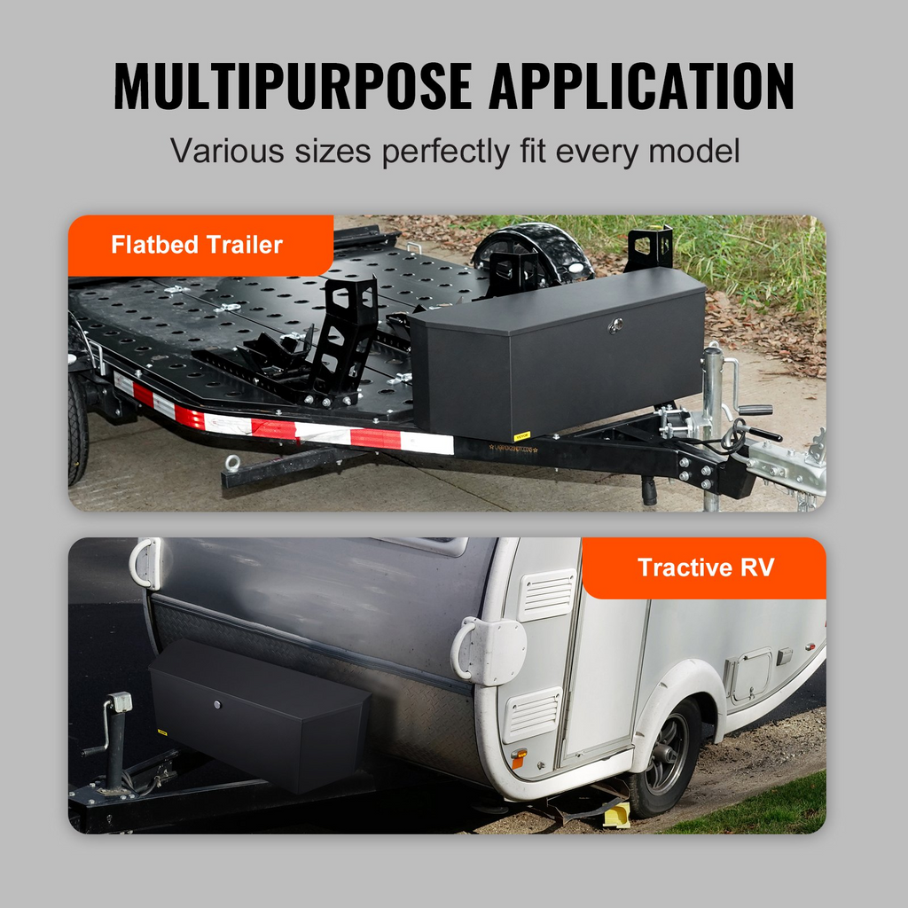 VEVOR Caja de herramientas para remolque con cerradura y llaves para plataforma de camioneta remolque RV 36" x 12" x 12"