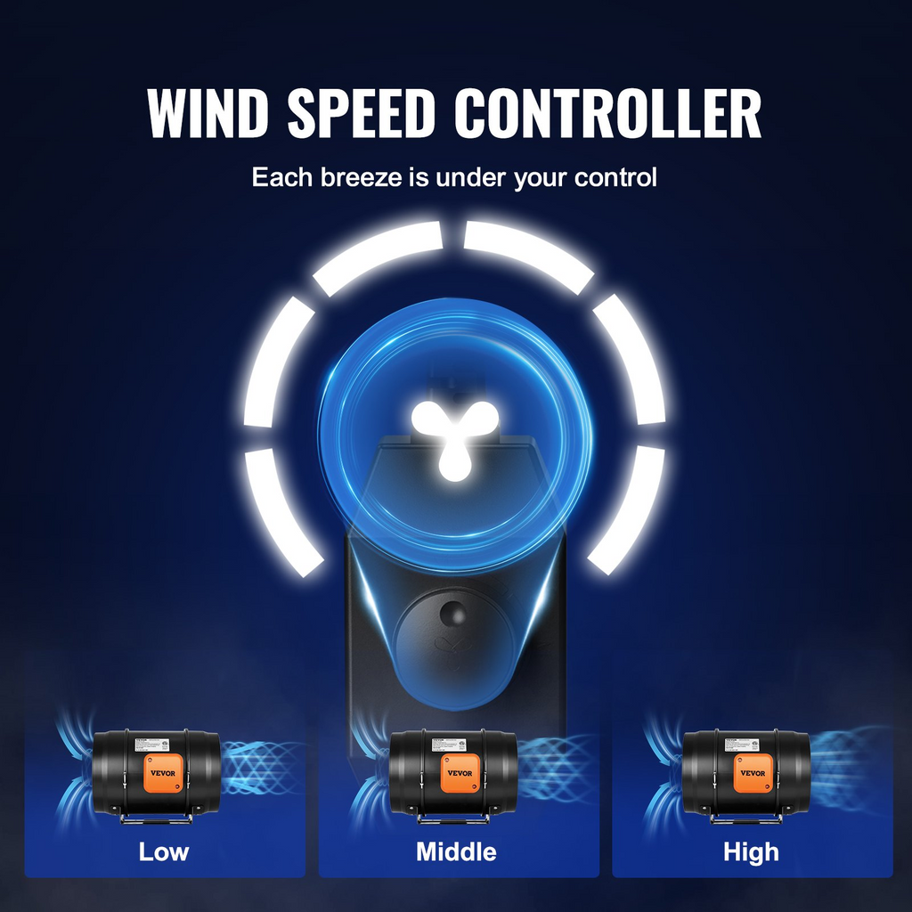 Kit de ventilador de conducto en línea VEVOR de 8 pulgadas para escape de aire acondicionado y calefacción