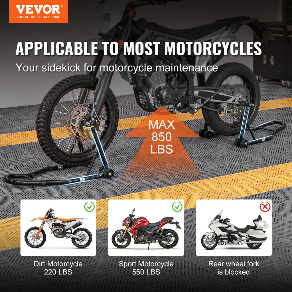 Soporte elevador para motocicleta 850 lb combinado delantero y trasero de horquilla