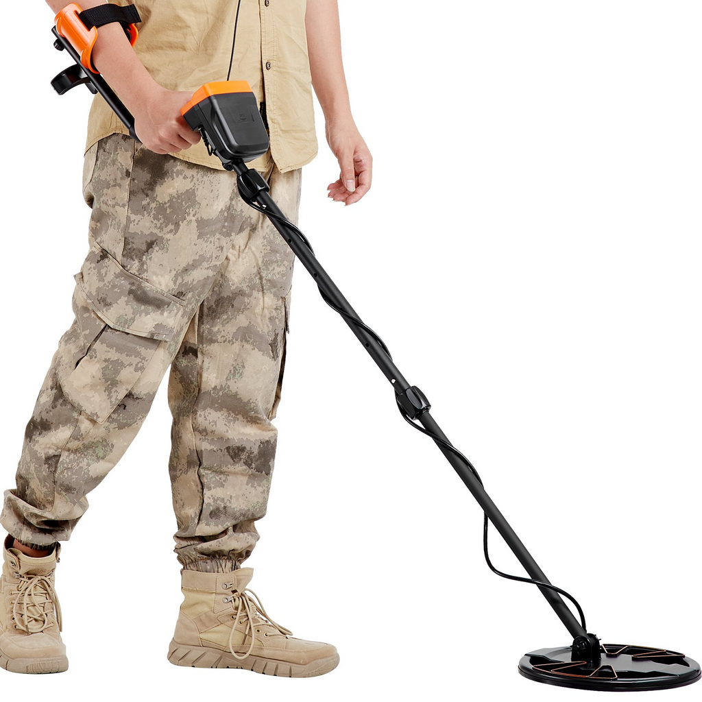 Detector de metales VEVOR para adultos y niños bobina de búsqueda impermeable de 10 pulgadas con pantalla LCD 7 modos vástago de aluminio ajustable de 41'' a 52''