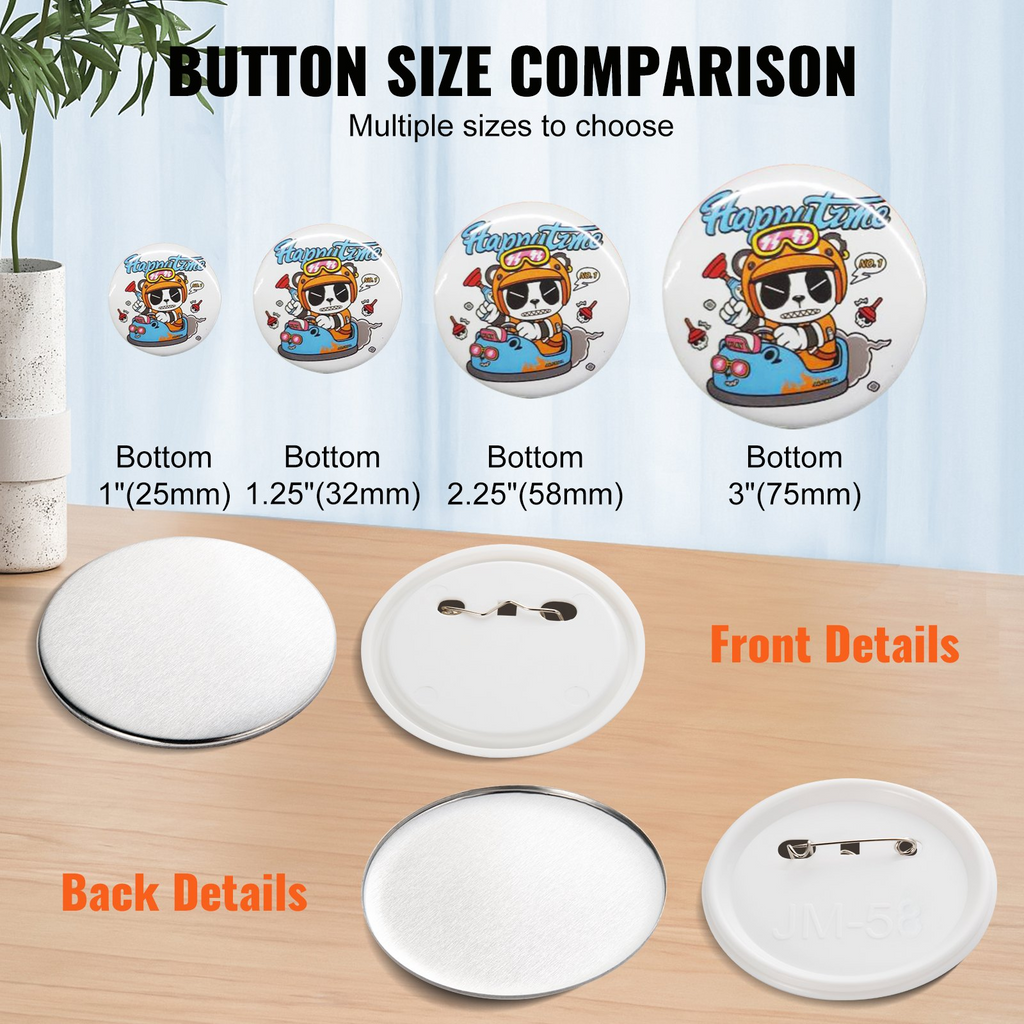 Piezas y suministros para máquina de fabricación de botones VEVOR de 2,25" y 58 mm 500 juegos