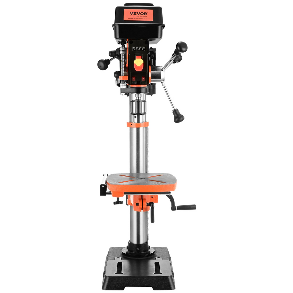 Taladro de banco VEVOR de 12 pulgadas 5 amperios 120 V mesa de trabajo inclinable de 0 a 45° con luz de trabajo láser