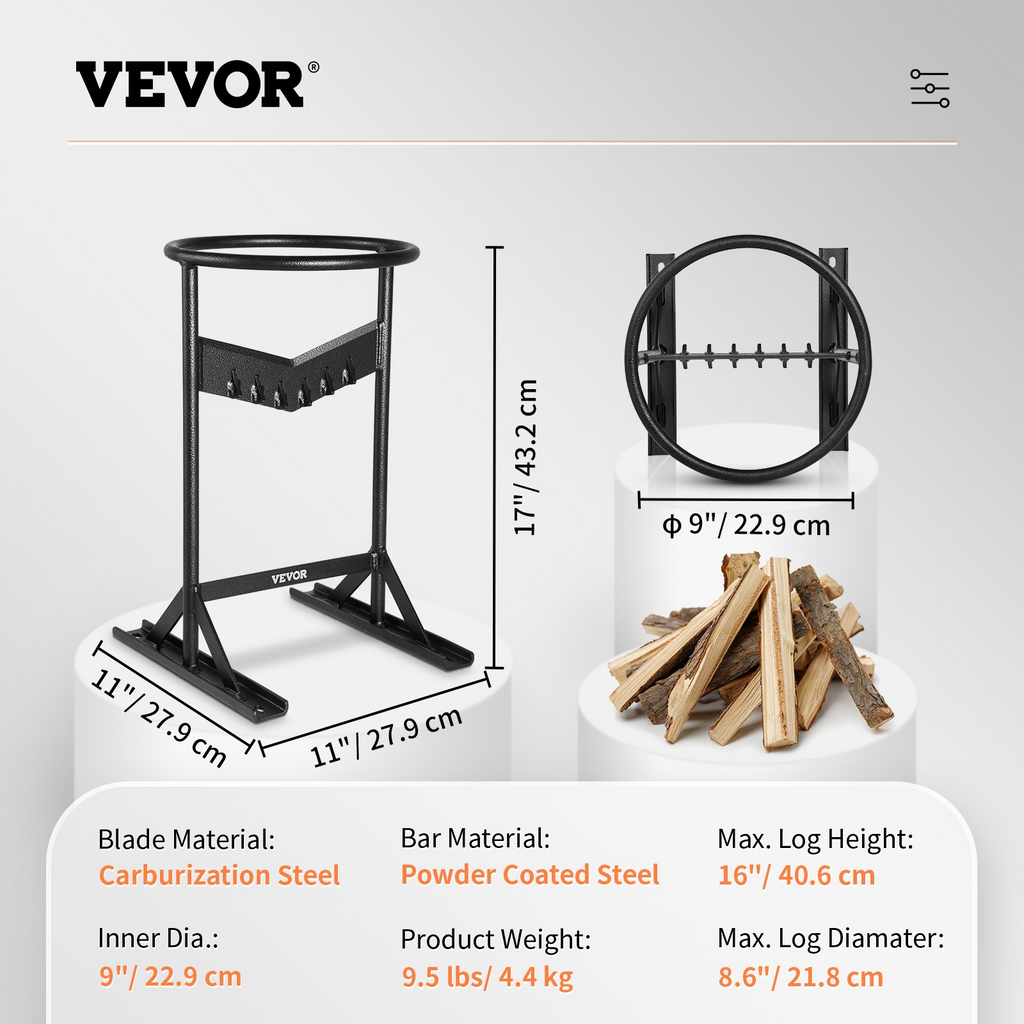 VEVOR Cortadora de leña XL de 9'' x 17''