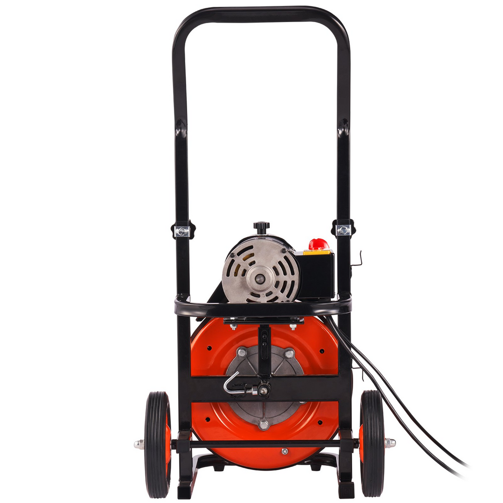 Máquina de limpieza de desagües VEVOR de 23 MTS x 1/2 pulgada, máquina desatascadora de alcantarillado con alimentación automática, limpiador de barrena de desagüe con 4 cortadores e interruptor de pie activado por aire