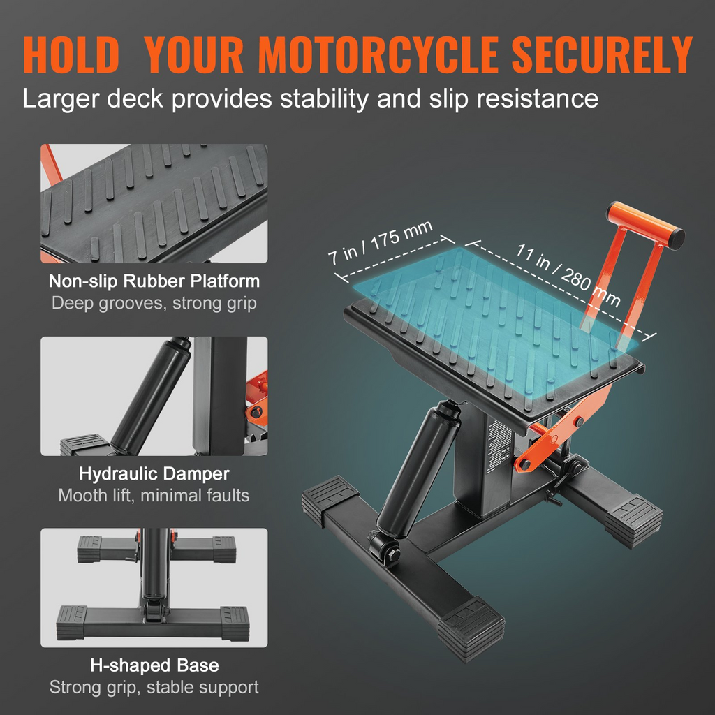 VEVOR - Soporte elevador para moto de cross con capacidad de 440 lb y funcionamiento hidráulico