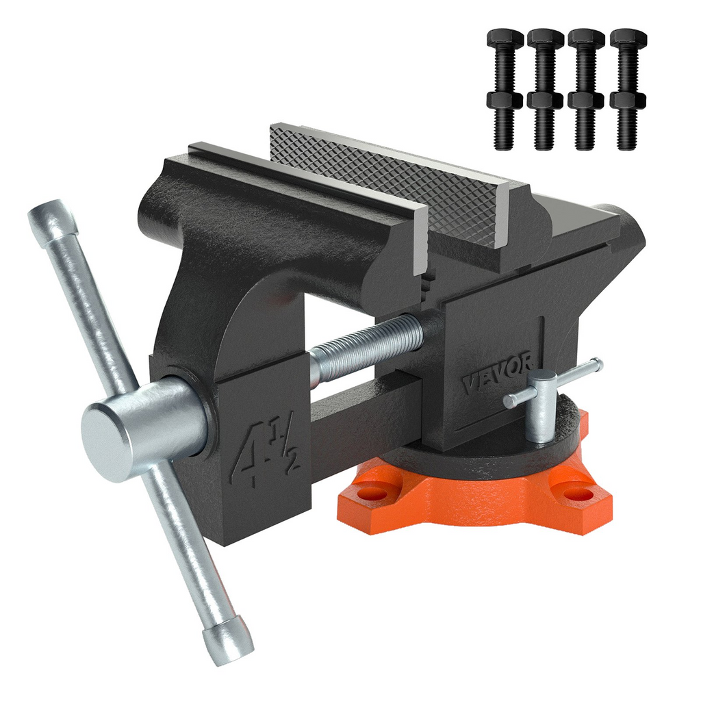 Tornillo de banco VEVOR de 4,5" con yunque y base giratoria de 240° multiusos de alta resistencia