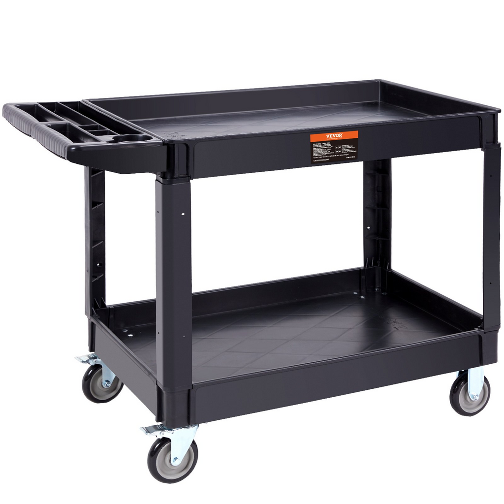 VEVOR Carrito de servicio multiusos con 2 estantes y capacidad de 550 libras