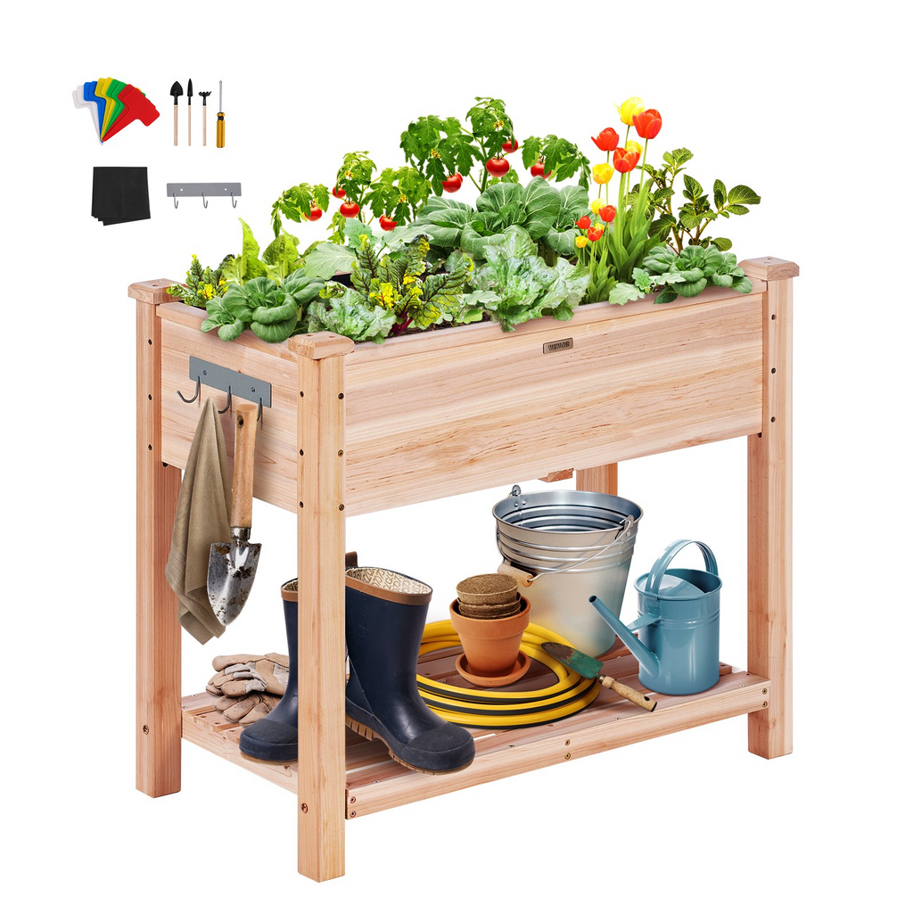 VEVOR - Macetero elevado de madera para jardín 33,9 x 18,1 x 30 pulgadas