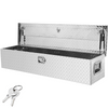 Caja de herramientas de aluminio resistente para caja de camión con placa de diamante con manija lateral y llaves de bloqueo