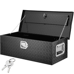Caja de herramientas de aluminio resistente para caja de camión con placa de diamante con asa lateral y llaves de bloqueo