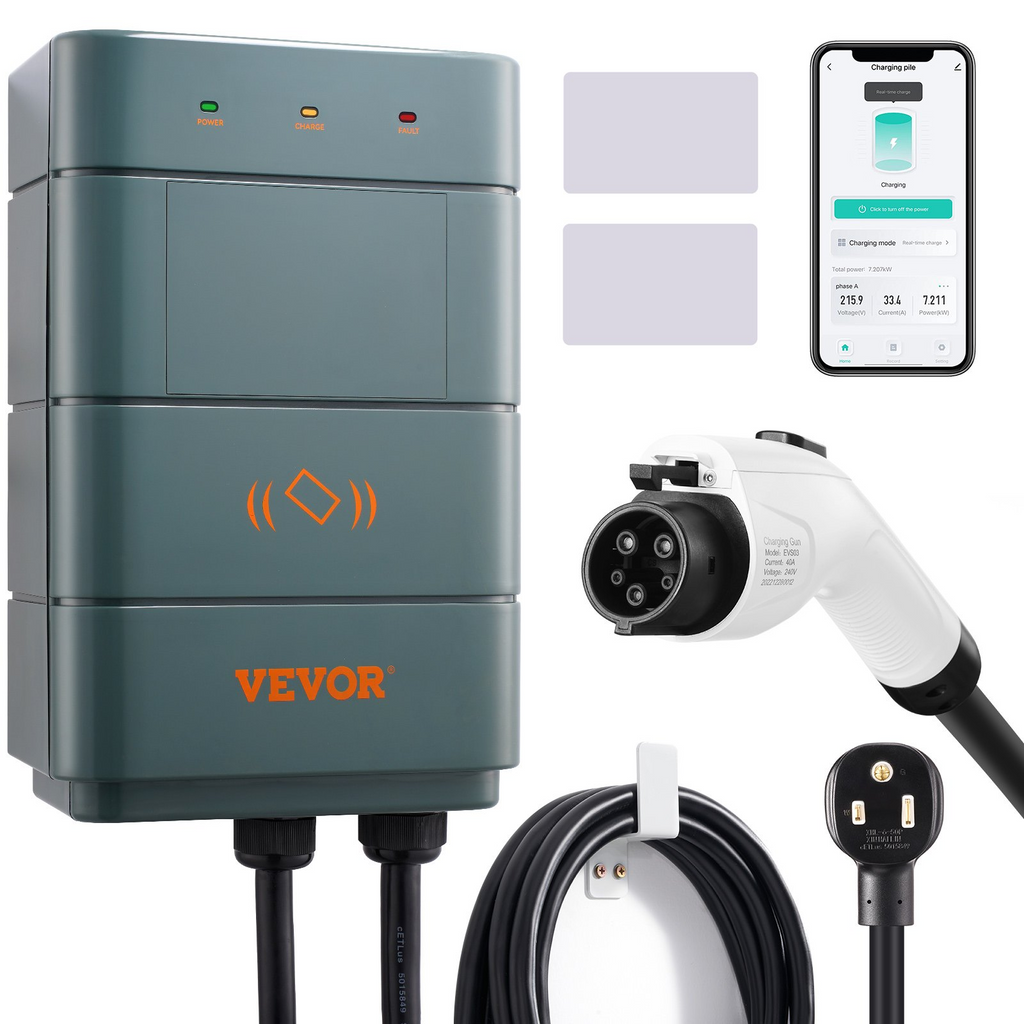 Estación de carga para vehículos eléctricos VEVOR de nivel 2 cargador doméstico de 40 A NEMA6-50