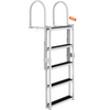 Escalera de muelle VEVOR retráctil 5 escalones capacidad de carga de 350 lb 66,9'' a 78,9'' escalón de 4'' de ancho y tapete de goma