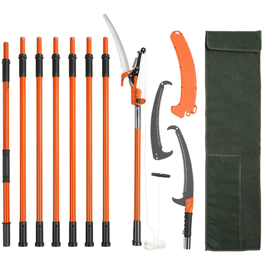 VEVOR Sierra de pértiga manual podadora de árboles extensible de 7,3 a 27 pies hoja de acero afilada y tijeras