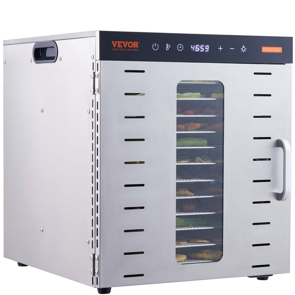 Máquina deshidratadora de alimentos VEVOR 10 bandejas de acero inoxidable