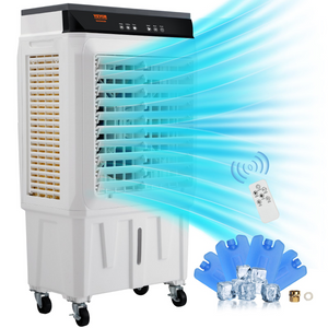 Enfriador de aire evaporativo VEVOR 2100 CFM 135° oscilante con 3 velocidades y temporizador de 12 horas para 750 pies cuadrados