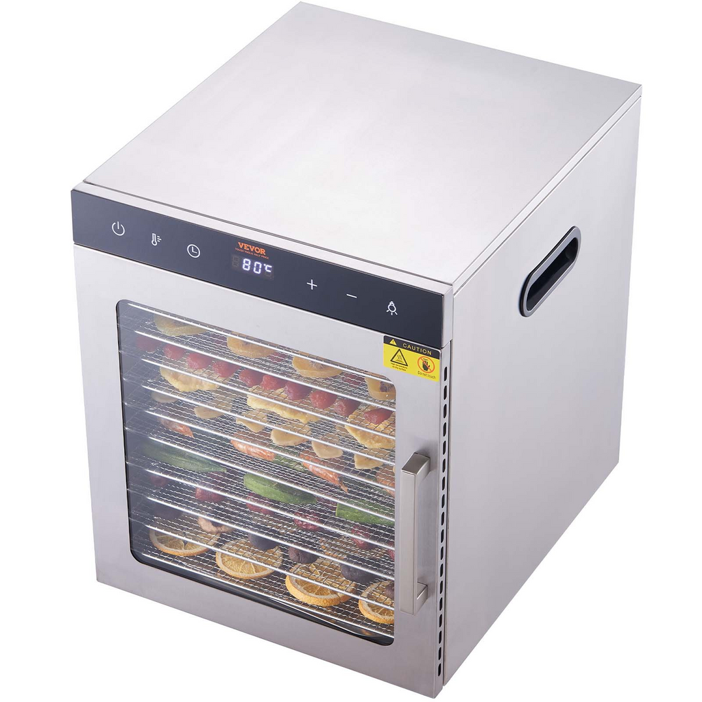 Deshidratador eléctrico de alimentos VEVOR de 800 W 10 bandejas de acero inoxidable