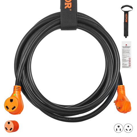Cable de extensión para RV de 50 pies VEVOR de 30 A NEMA TT-30R/NEMA TT-30P homologado por ETL
