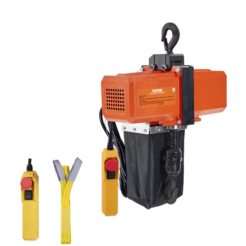 VEVOR Polipasto de cadena eléctrico de 1100 lb altura de elevación de 15 pies de 120 V control remoto con cable de 10 pies para garaje