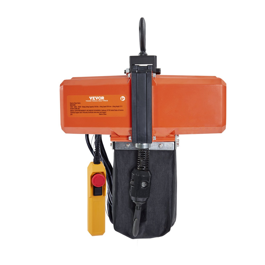 VEVOR Polipasto de cadena eléctrico de 1100 lb altura de elevación de 15 pies de 120 V control remoto con cable de 10 pies para garaje