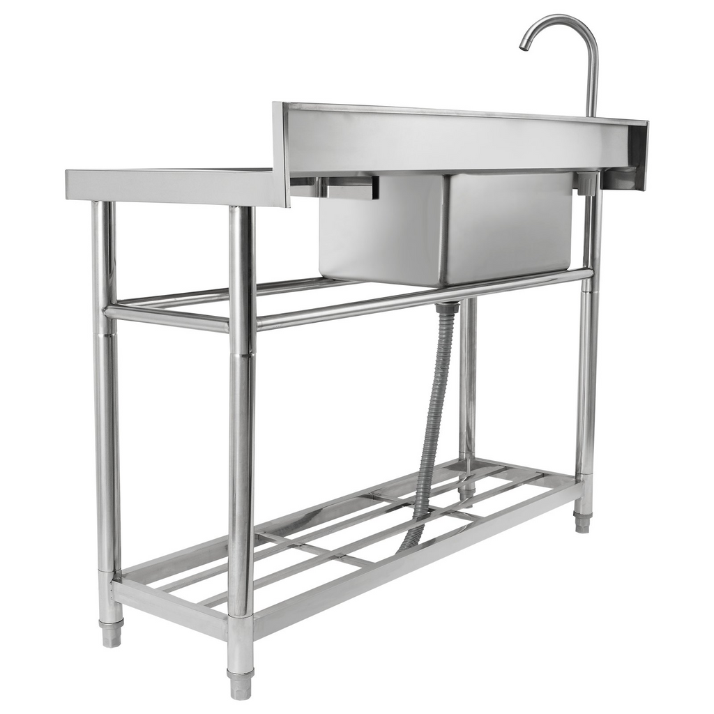 Fregadero de acero inoxidable VEVOR de 1 compartimento con grifo de banco de trabajo y patas 39,4 x 19,1 x 37,4