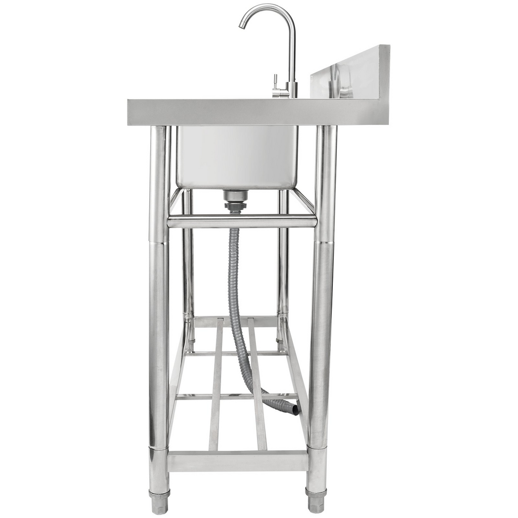 Fregadero de acero inoxidable VEVOR de 1 compartimento con grifo de banco de trabajo y patas 39,4 x 19,1 x 37,4