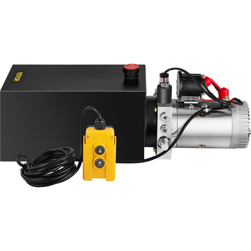 Bomba hidráulica VEVOR, unidad de potencia hidráulica de 10 cuartos, bomba hidráulica de acción simple, bomba hidráulica de 12 V CC (depósito de acero, acción simple, 3200 PSI)