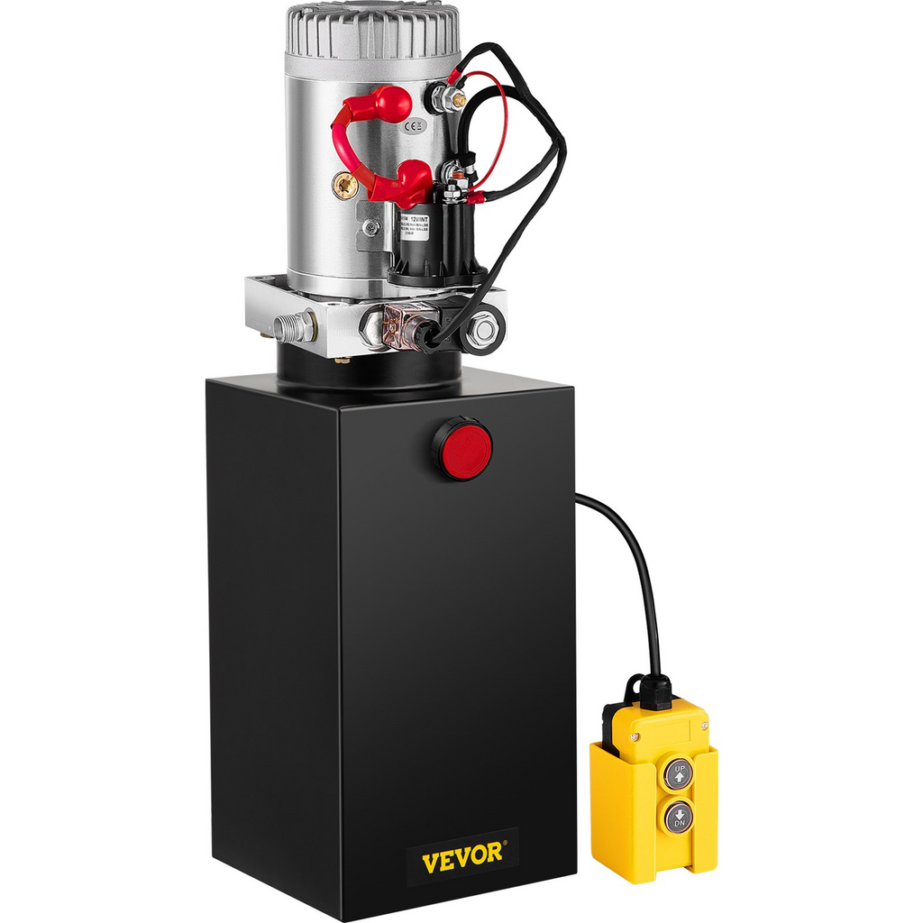 Bomba hidráulica VEVOR, unidad de potencia hidráulica de 10 cuartos, bomba hidráulica de acción simple, bomba hidráulica de 12 V CC (depósito de acero, acción simple, 3200 PSI)
