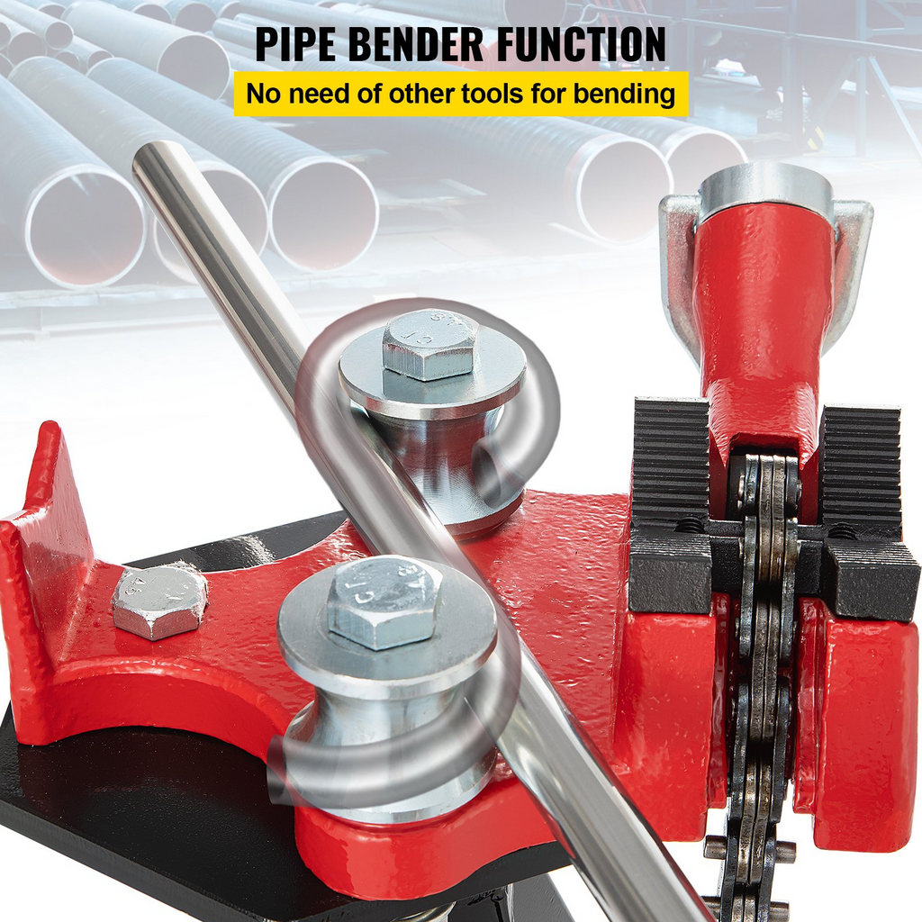 Tornillo de banco con cadena para tubos capacidad de 1/8" a 5" longitud de 36,4" patas de acero plegables portátiles