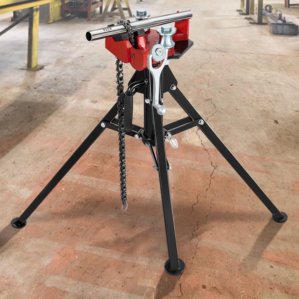 Tornillo de banco con cadena para tubos capacidad de 1/8" a 5" longitud de 36,4" patas de acero plegables portátiles