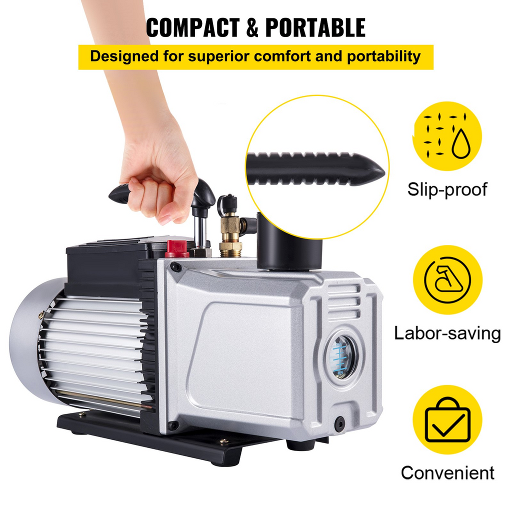 Bomba de vacío VEVOR 12CFM 1 HP Bomba de vacío de aire acondicionado de una etapa 110 V 5 PA Herramienta de aire HVAC de refrigerante JH2