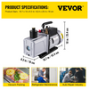 Bomba de vacío VEVOR 12CFM 1 HP Bomba de vacío de aire acondicionado de una etapa 110 V 5 PA Herramienta de aire HVAC de refrigerante JH2