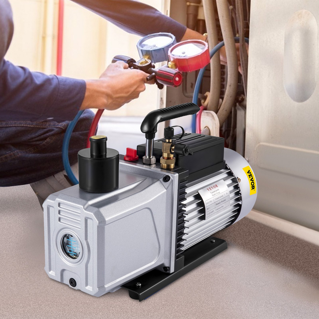 Bomba de vacío VEVOR 12CFM 1 HP Bomba de vacío de aire acondicionado de una etapa 110 V 5 PA Herramienta de aire HVAC de refrigerante JH2