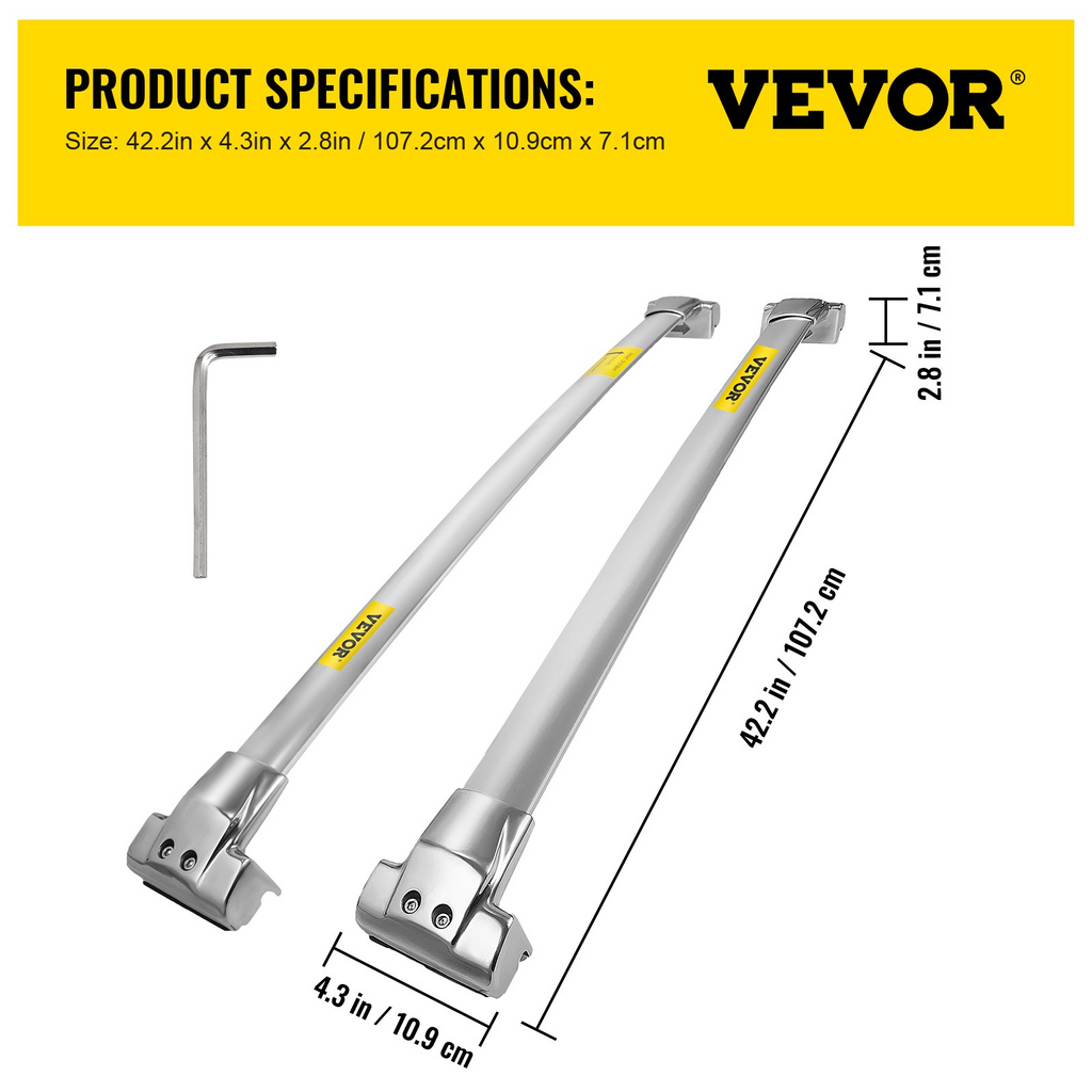 VEVOR - Juego de barras transversales para portaequipajes de techo
