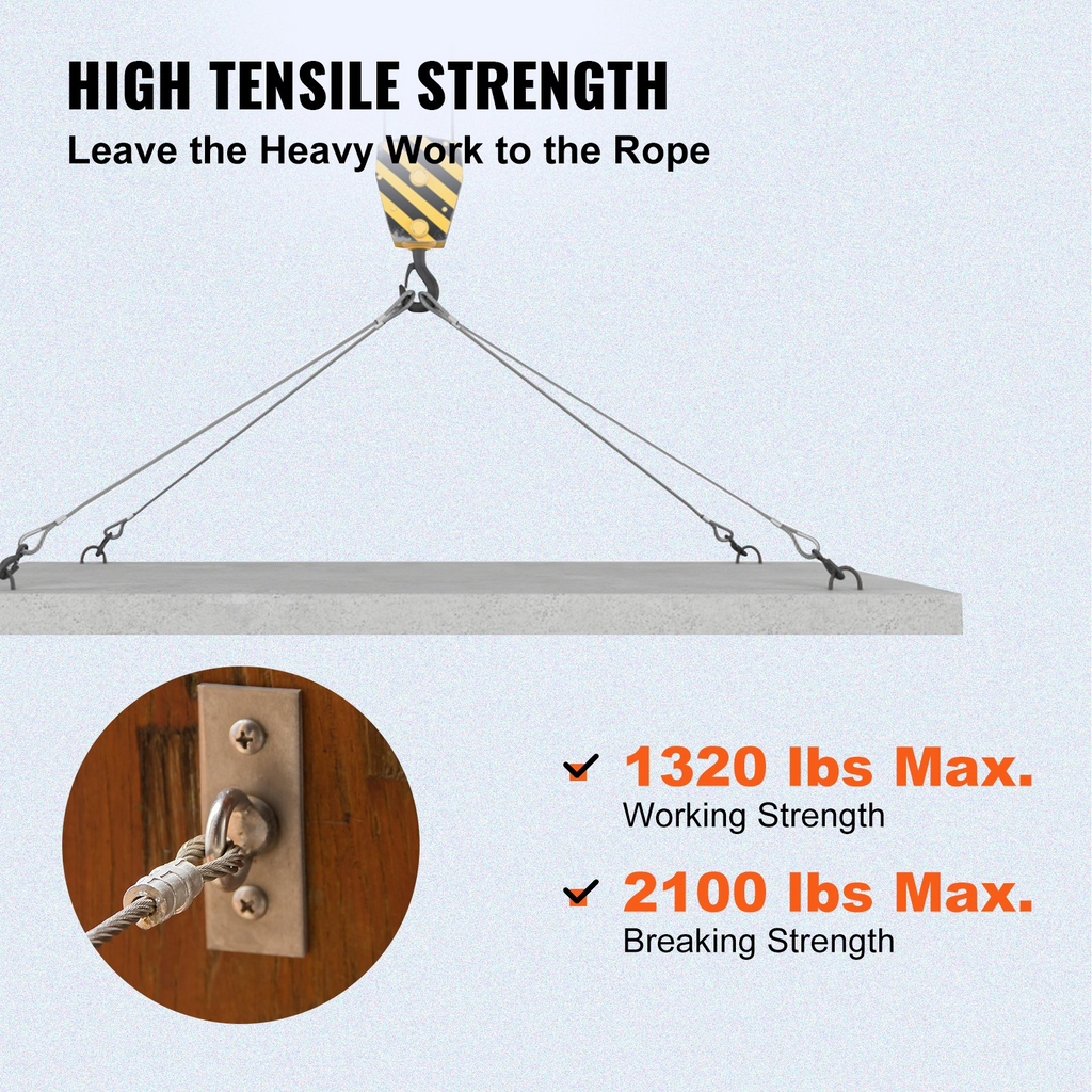 Cable de acero inoxidable VEVOR T316 1/8'' x 1000 pies cable de acero 1x19 hebras resistencia a la rotura de 2100 libras