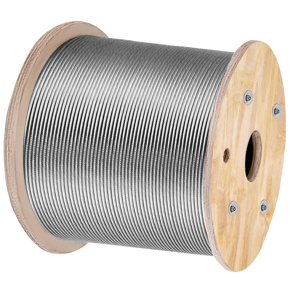 Cable de acero inoxidable VEVOR T316 1/8'' x 1000 pies cable de acero 1x19 hebras resistencia a la rotura de 2100 libras