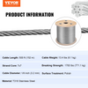 Barandilla de cable de acero inoxidable VEVOR 1/8 de 500 pies cable de acero inoxidable 316 de grado marino