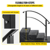 VEVOR 4-Step Handrail Fits 1 or 4 Steps Matte Black Stair Rail Wrought Iron Handrail with Installation Kit Hand Rails for Outdoor Steps