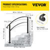 VEVOR 4-Step Handrail Fits 1 or 4 Steps Matte Black Stair Rail Wrought Iron Handrail with Installation Kit Hand Rails for Outdoor Steps