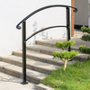 VEVOR 4-Step Handrail Fits 1 or 4 Steps Matte Black Stair Rail Wrought Iron Handrail with Installation Kit Hand Rails for Outdoor Steps