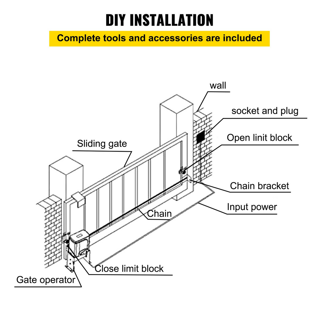 Abridor de puerta corrediza VEVOR AC1400 3100LBS con 2 controles remotos