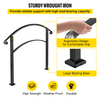 VEVOR Handrails for Outdoor Steps, Fit 1 or 5 Steps Outdoor Stair Railing, Black Wrought Iron Handrail, Flexible Front Porch Hand Rail, Transitional Handrails for Concrete Steps or Wooden Stairs