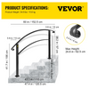 VEVOR Handrails for Outdoor Steps, Fit 1 or 5 Steps Outdoor Stair Railing, Black Wrought Iron Handrail, Flexible Front Porch Hand Rail, Transitional Handrails for Concrete Steps or Wooden Stairs