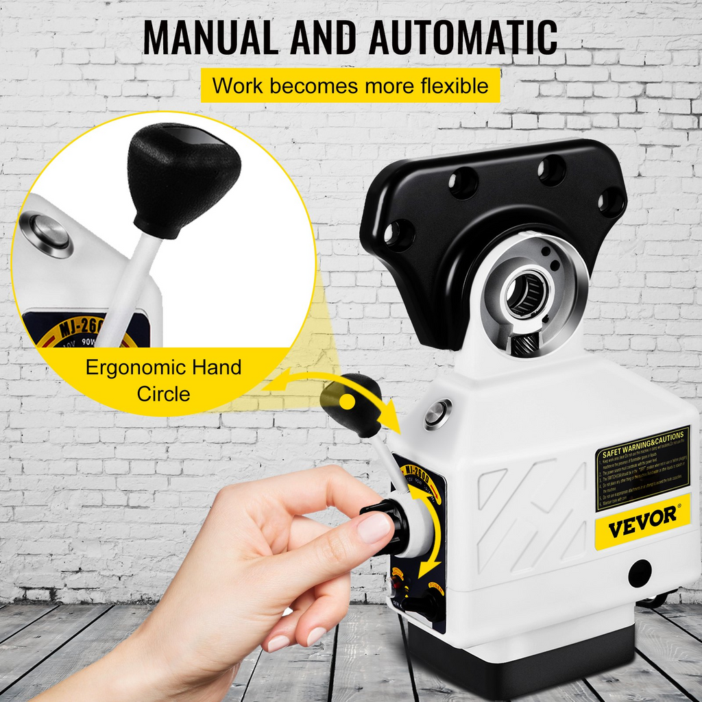 Alimentador de fresadora con eje X VEVOR par de 150 in-lb velocidad de rotación ajustable de 0 a 200 RPM de 120 V para fresadoras tipo rodilla Bridgeport con un diámetro de eje de 5/8"