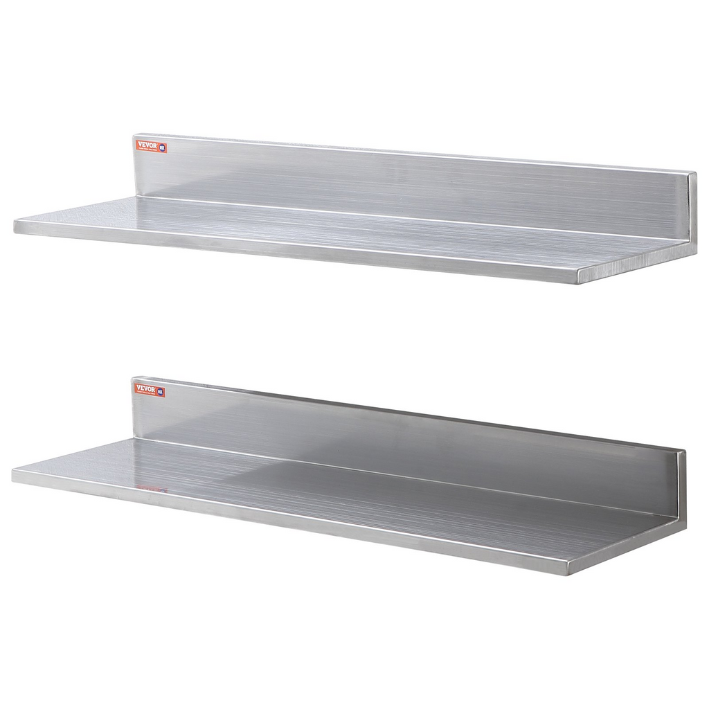 VEVOR Estantería flotante de acero inoxidable de 8,6" x 30" capacidad de carga de 44 lb (2 paquetes)